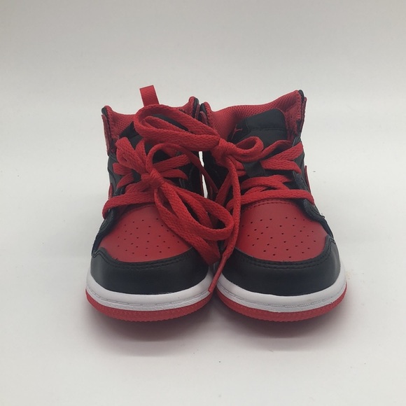Toddler Air Jordan 1 Mid Red/Black DQ8425-060 NWOB - Picture 3 of 5